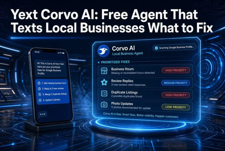 Yext Corvo AI: Free Agent That Texts Local Businesses What to Fix