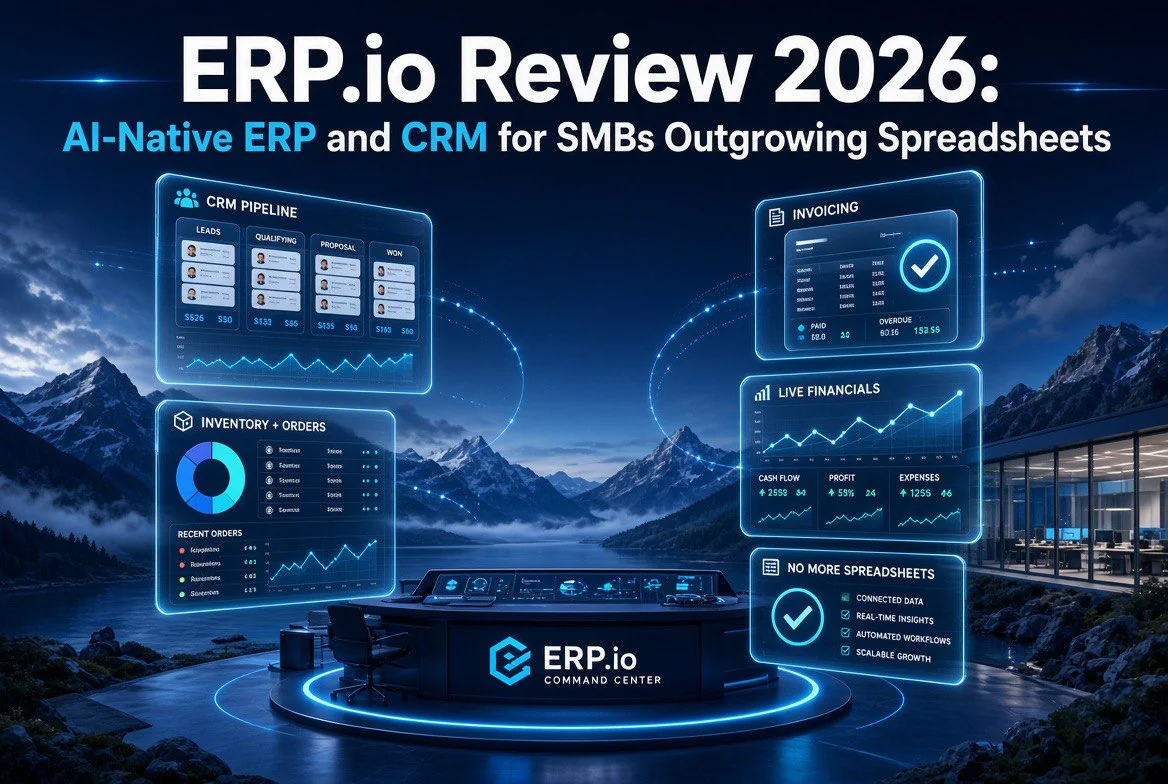 ERP.io Review 2026 - AI-native ERP and CRM for SMBs