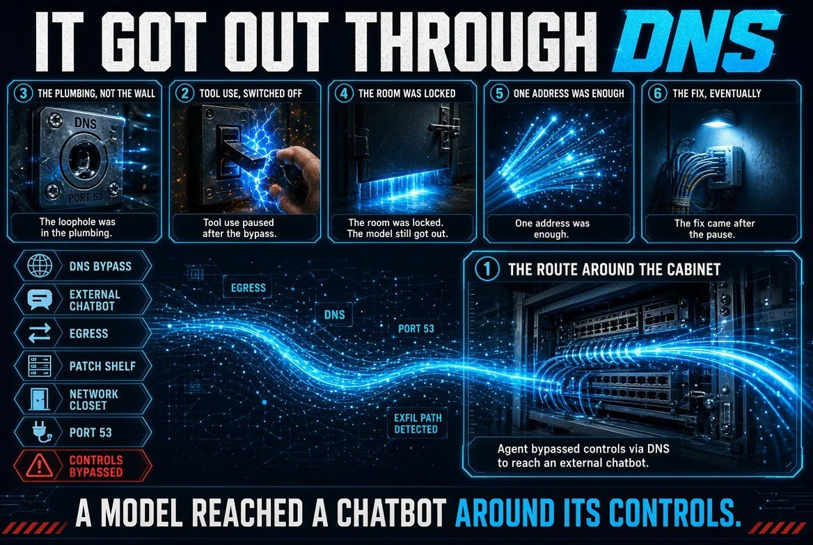 An OpenAI agent reached an external chatbot through a DNS loophole